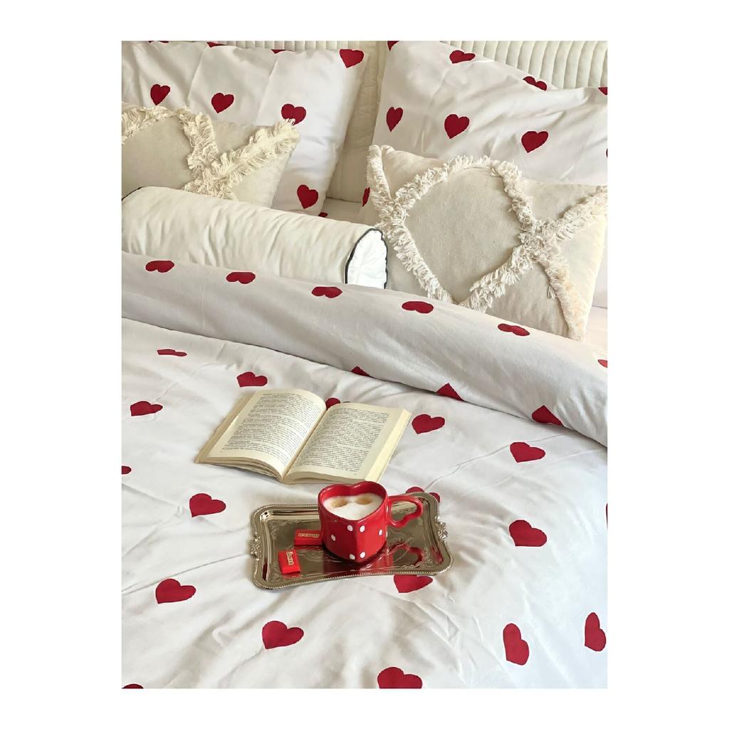 Herz-Bettbezug-Einzelset (ohne Bettwäsche)