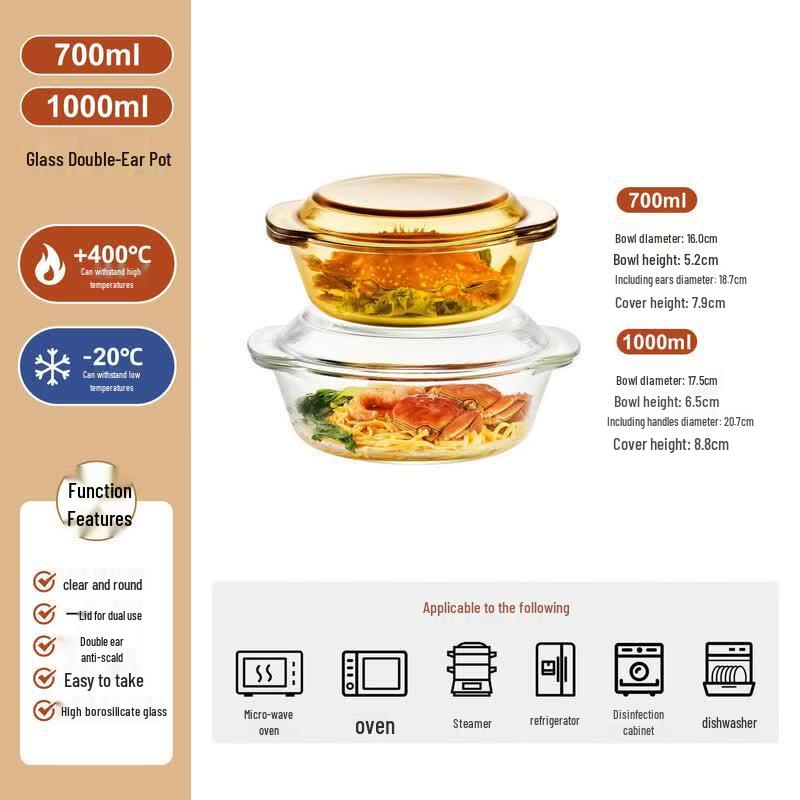 Microwave-Safe Glass Bowl with Lid