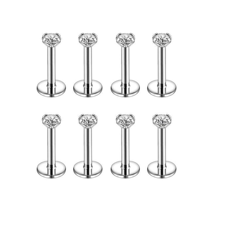 

10 шт./лот Серьги-гвоздики для губ и ушей Labret из нержавеющей стали 16G Набор 2/3/4/5 мм с кубическим цирконием Пирсинг хряща уха Козелка Пирсинг Украшения 16g-1.2mm-6mm-2mm