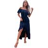 Summer vacation women's clothing solid color one-word shoulder irregular dress