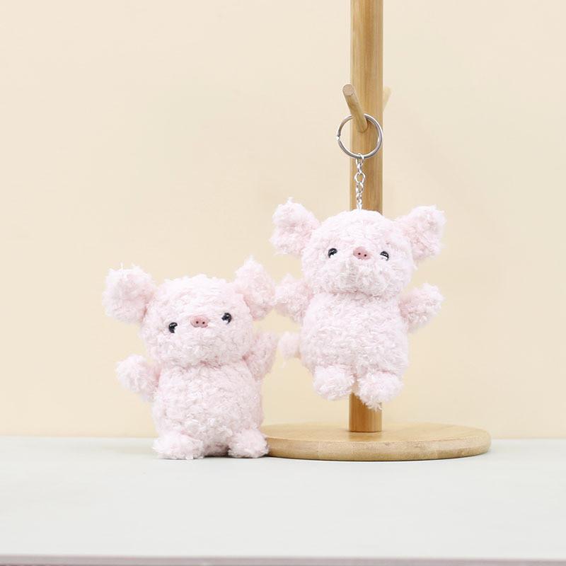 Adorable Cute Pig Plush Keychain Toy Soft Coral Fleece Pig Doll Key Ring Accessory