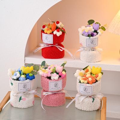 Birthday Valentine's Day Gifts Crochet Flower Bouquet Tulip Artificial Flower Bouquet  Festival