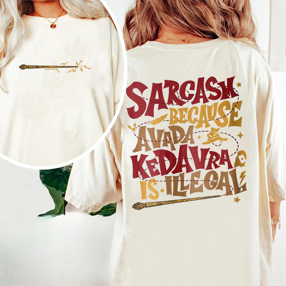 100 Cotton Loose Retro Shirt Sarcasm Because Avada Kedavra Is Illegal Shirt Wizard School Unisex Tee Fantasy Apparel Y2K Top S