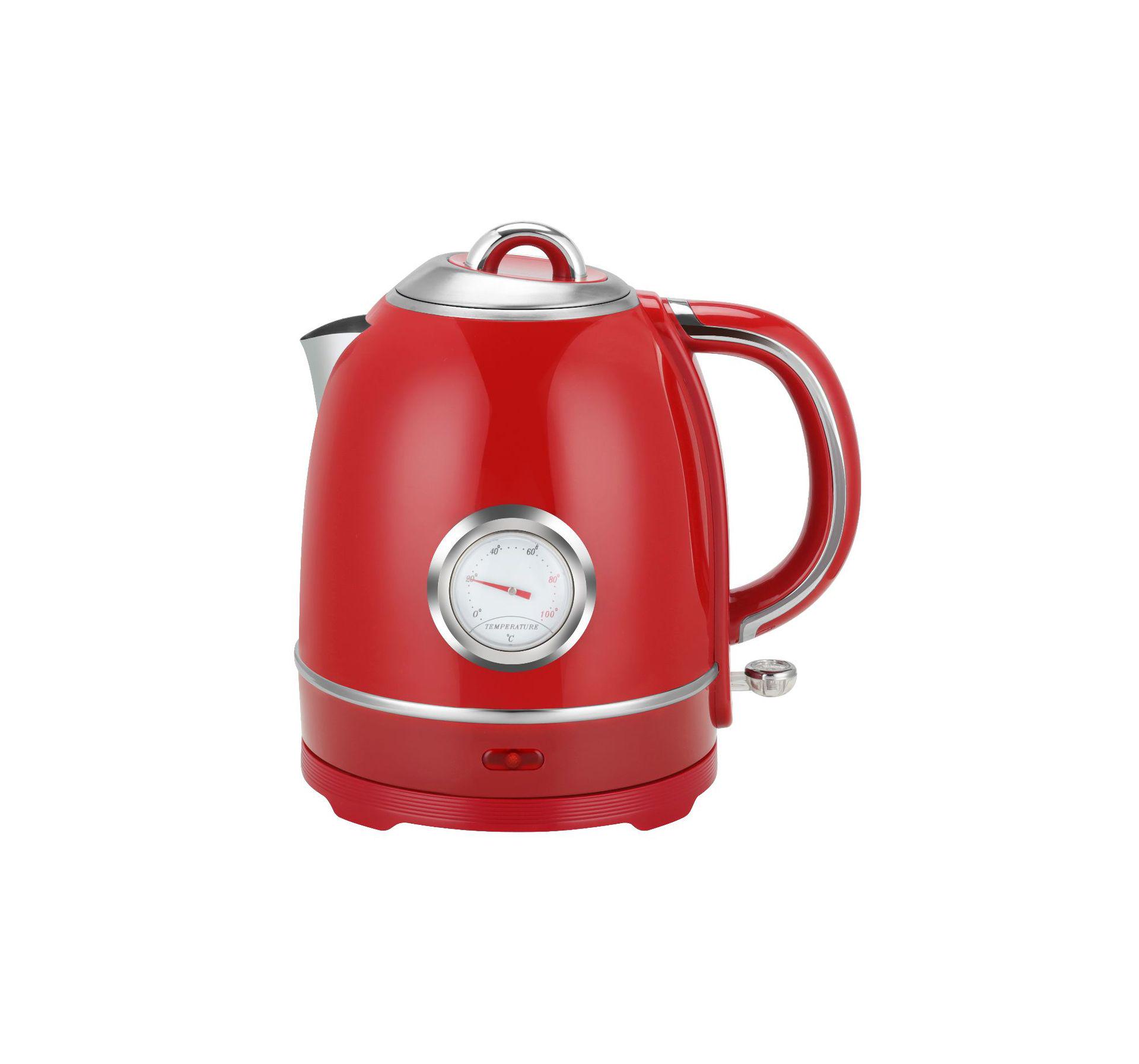 European Retro Electric Kettle with Mechanical Thermometer and Adjustable Temperature красный