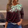 Dame Mote Casual Trekvartsermet Halloween Trykket Rund Hals Topp