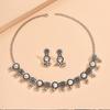 Beads Necklace Earrings Set Rhinestone Women Jewelry Set Temperament Tassel Jewelry Set  Women