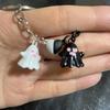 1Pair Bag Hanging Halloween Ghost Keychain Cute Key Rings Minority Magnetic Ghost Pendant  Gift