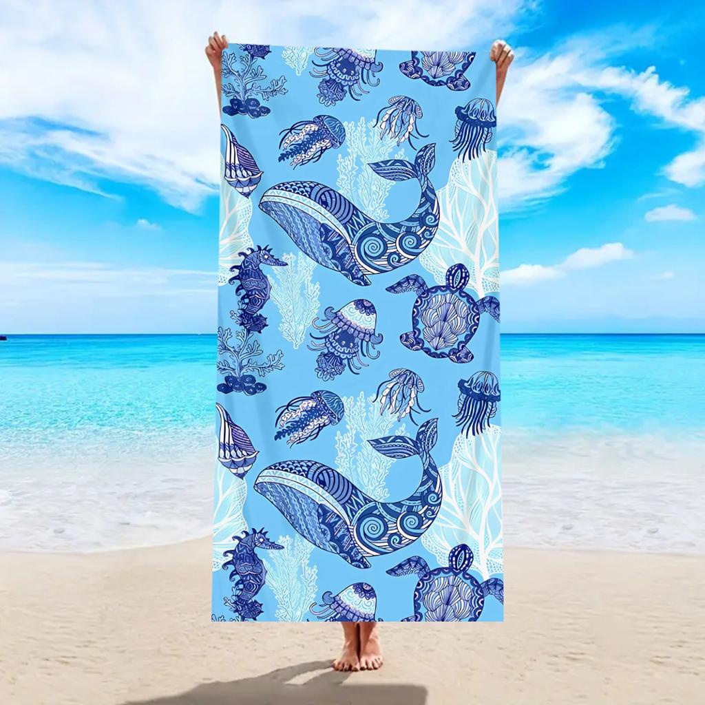 1pc Animal printed beach towels, ultra-fine fiber quick drying absorbent bath towels, beach swimming sports absorbent towels