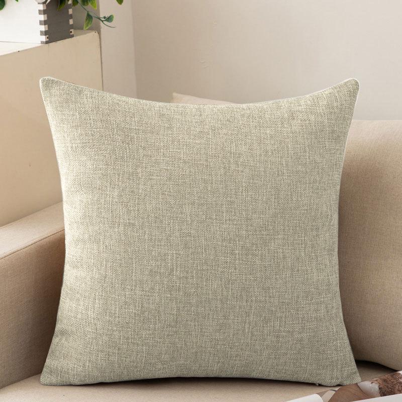 Modern Minimalist Solid Color Cotton Linen Throw Pillow for Sofa, Bed, or Office - Square Lumbar Cushion