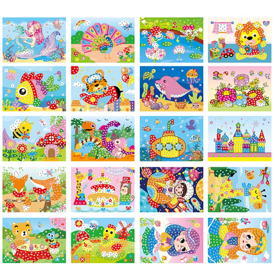 5/8/13pcs Cartoon Painting & Acrylic Crystal Colored Diamond Stickers Handmade DIY Art Birthday Gift Entertainment Supplies XJM