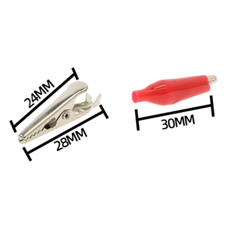 20 Pcs Crocodile Type Clip 28MM Black Red Blue Black Yellow Soft Plastic Coated Testing Probe Mini Alligator Test Clips