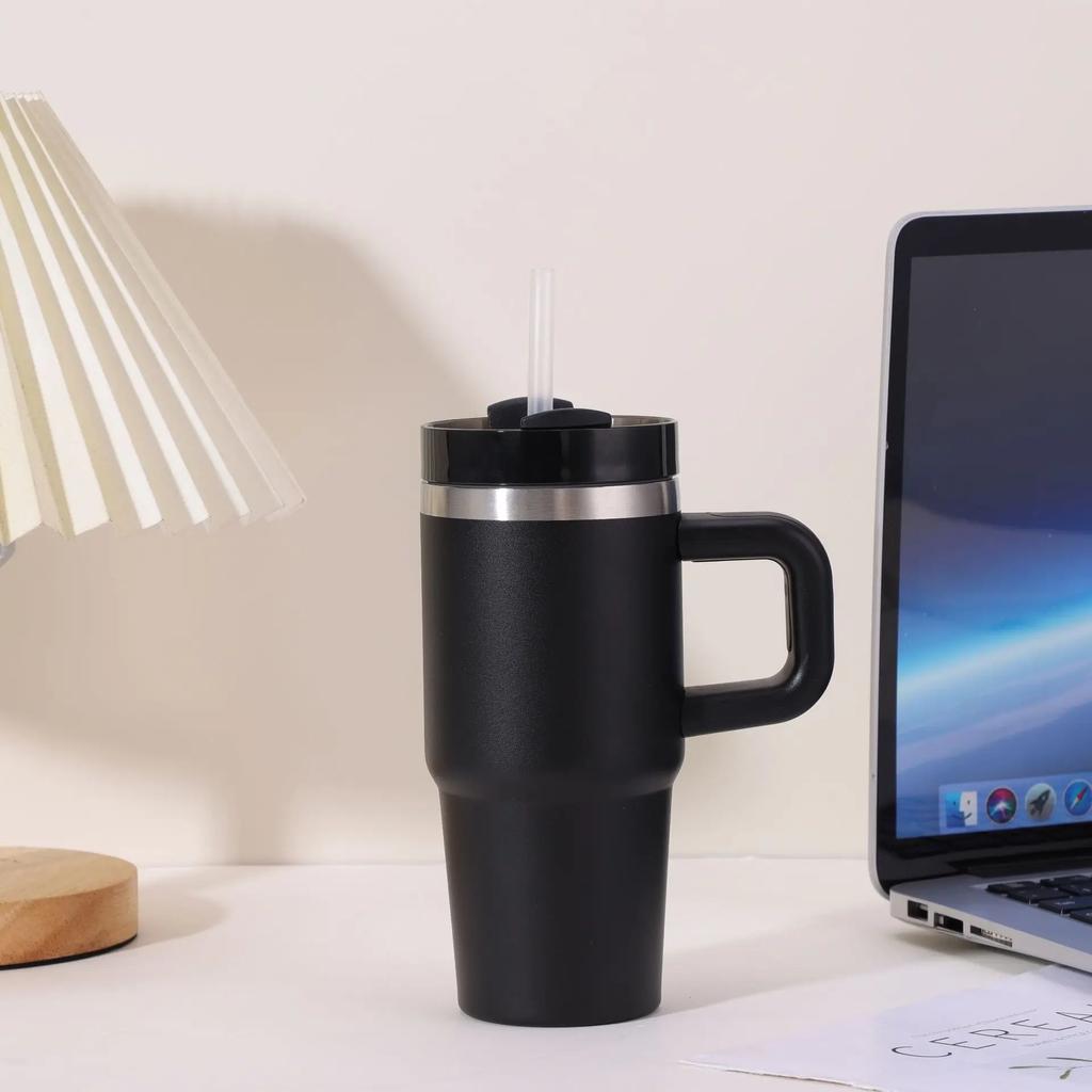 New Double-layer Vacuum 14oz Car Cup Large Capacity 304 Stainless Steel Thermal Insulation Cup with Portable Handle Water Cup