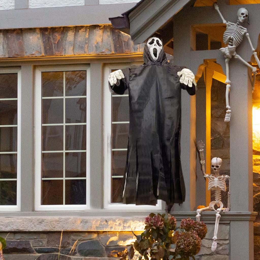Halloween Flying Scarecrow Without Metal Rod, Large Scary Scarecrow, Creepy Animated Halloween Decoration For Outdoor Yard Porch
