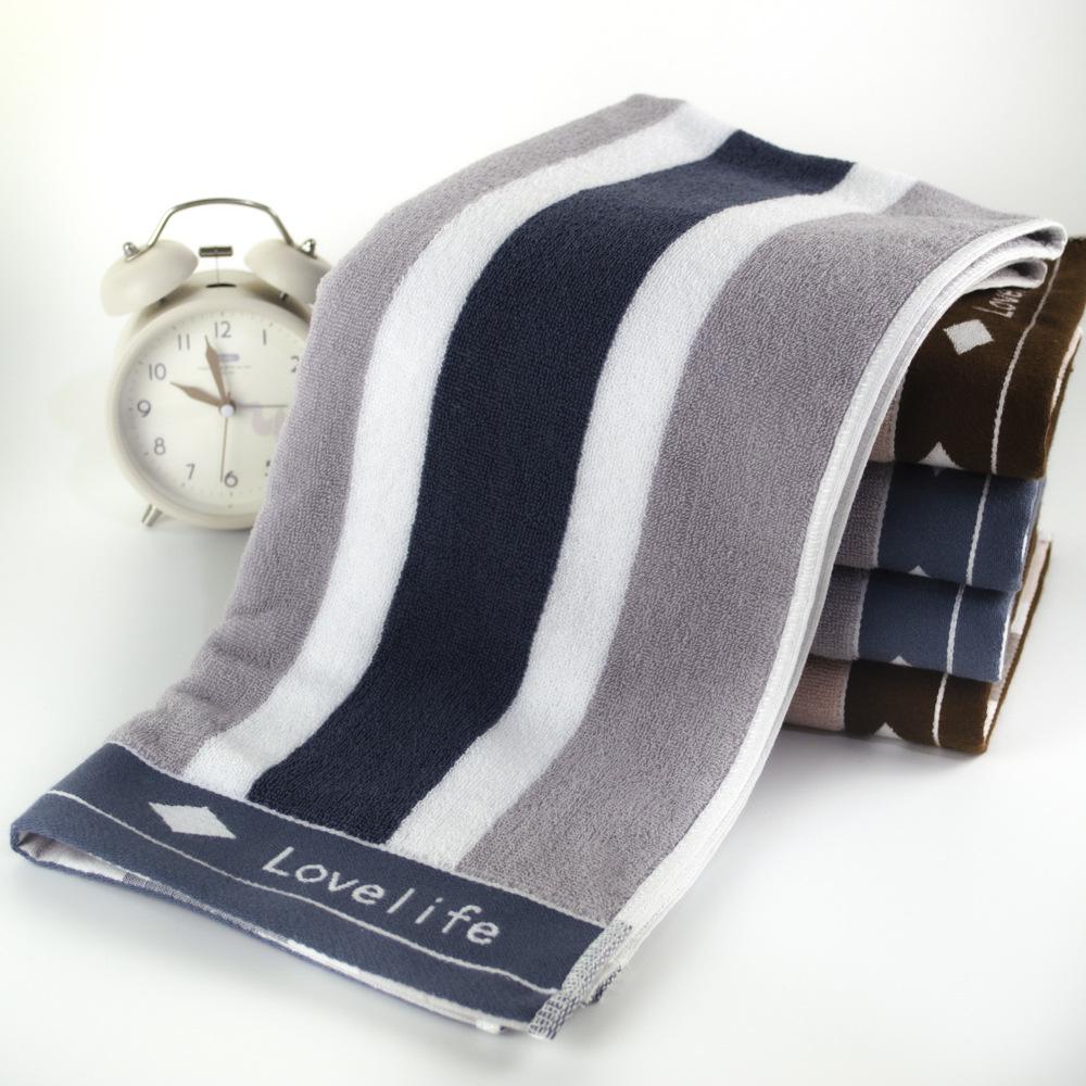 Large Pure Cotton Striped Bath Towel - Thick, Absorbent, Extra Long for Cooling, Bathing & Sports 40x90 cm