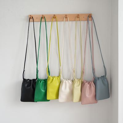 Weiche Pu-Handytasche für Damen, einfache Umhängetasche mit Kordelzug, kleine Tasche, modisch, vielseitige Umhängetasche