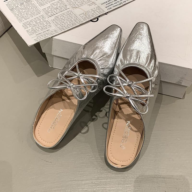 Fashion Summer Internal Elevation Women's Mules Slippers Fashion Butterfly-knot Slides Casual Street Style Slingback Shoes