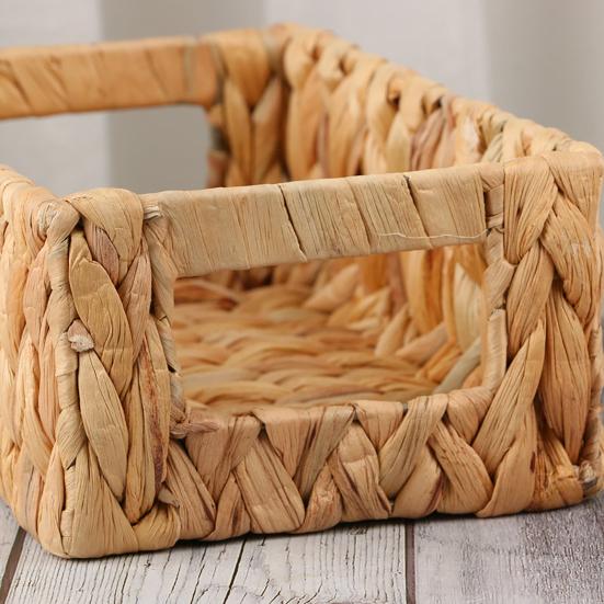 1/2Pcs Storage Basket with Handle Sturdy Structure Large Capacity Strong Load-bearing Hand-Woven Scalloped Edge Wicker Baskets