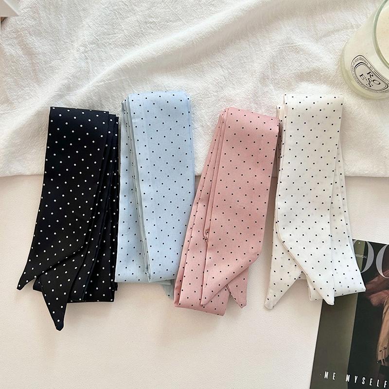 4 Colors Dot Print New Bag Skinny Silk Scarf For Women Luxury Brand Foulard Women Tie Fashion Head Scarves For Ladies