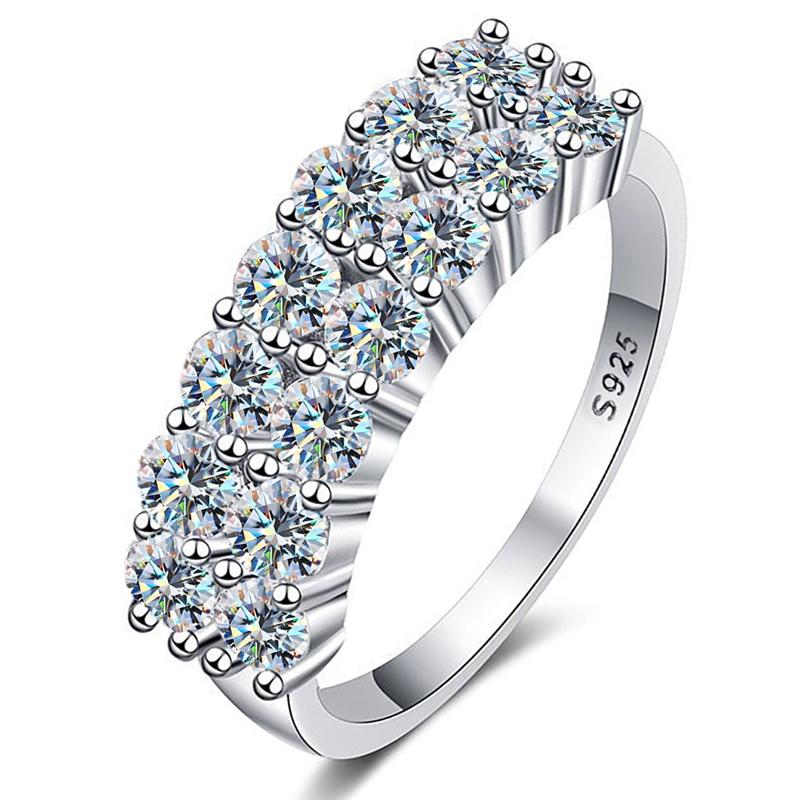 GRA 1.4ct Real Moissanite Diamond Eternity Ring for Women 925 Silver Daily Party Gorgeous High Quality Fine Jewelry
