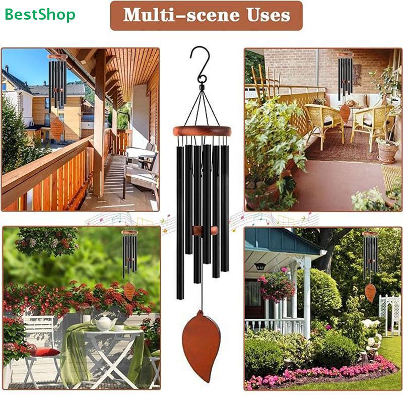 26 Inch Aluminum Pipe Wind Chimes With Wooden Hanging Tag Farmhouses Terraces Gardens Balcony Corridor Decoration