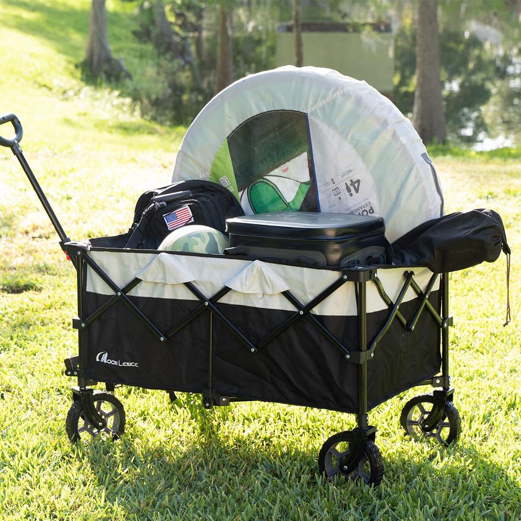 MOON LENCE Carry Faltbarer Transportwagen Ultra große Kapazität Tragfähigkeit Sport Konvergenz Grau Schwarz [Mit Bremse] Wagen, Karren, Kompakt, 135L, 130kg,