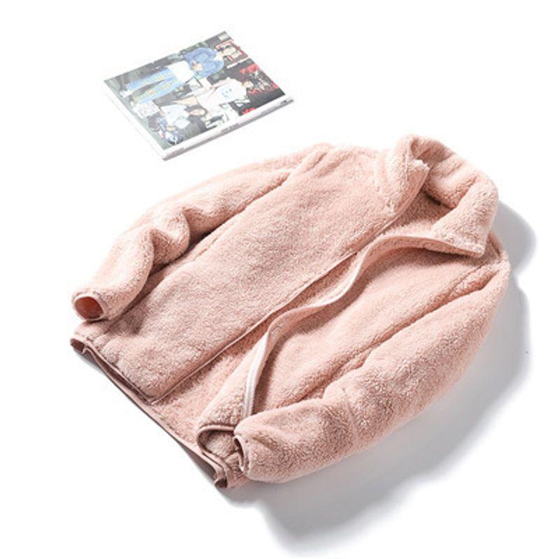 Loose and Velvet Zipper Turtleneck Coat Loose Fleece Zipper Turtleneck Coat