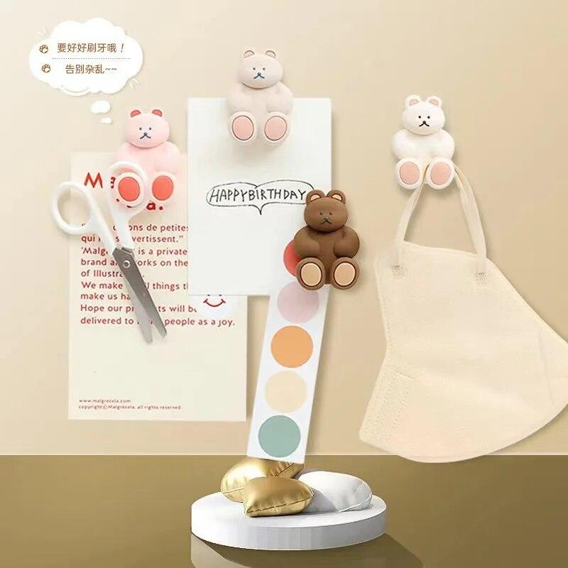 Tovární Roztomilý Trojrozměrný Medvěd Silikonový Nepropichovací Nástěnný Držák na Zubní Kartáčky Roztomilá Koupelnová Přísavka Kreslený Také