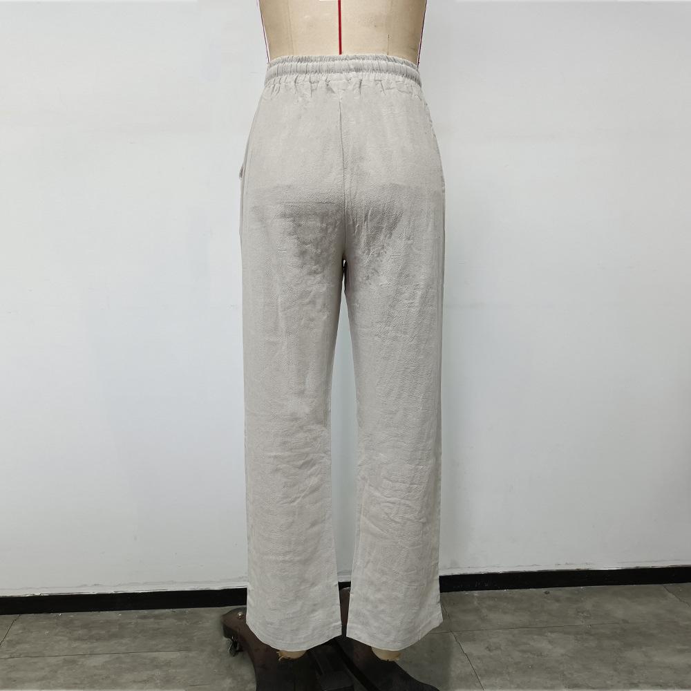 Women's Commuter Draped Solid Color Tie Pocket High Waist Wide Leg Casual Pants