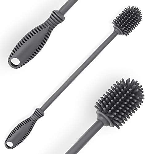 ddLUCK Long Handle Silicone Bottle Brush - BPA-Free 30.5cm Water Bottle Brush for Cleaning Sports Bottles, Vases, Thermoses, and Glassware (1 Piece -