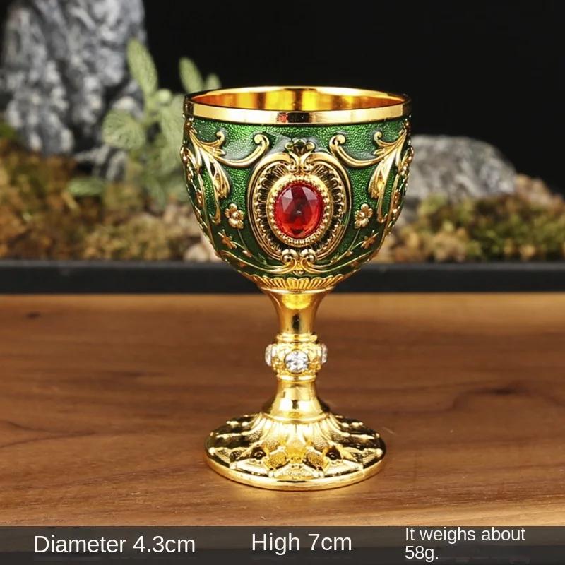 Europäischer Stil Hochwertiges Metall Kleines Weinglas, Ein Schluck 30ml Weißweinglas, Kreatives Haushalt Retro Glas Weißweinglas Metall Kleines Weinglas