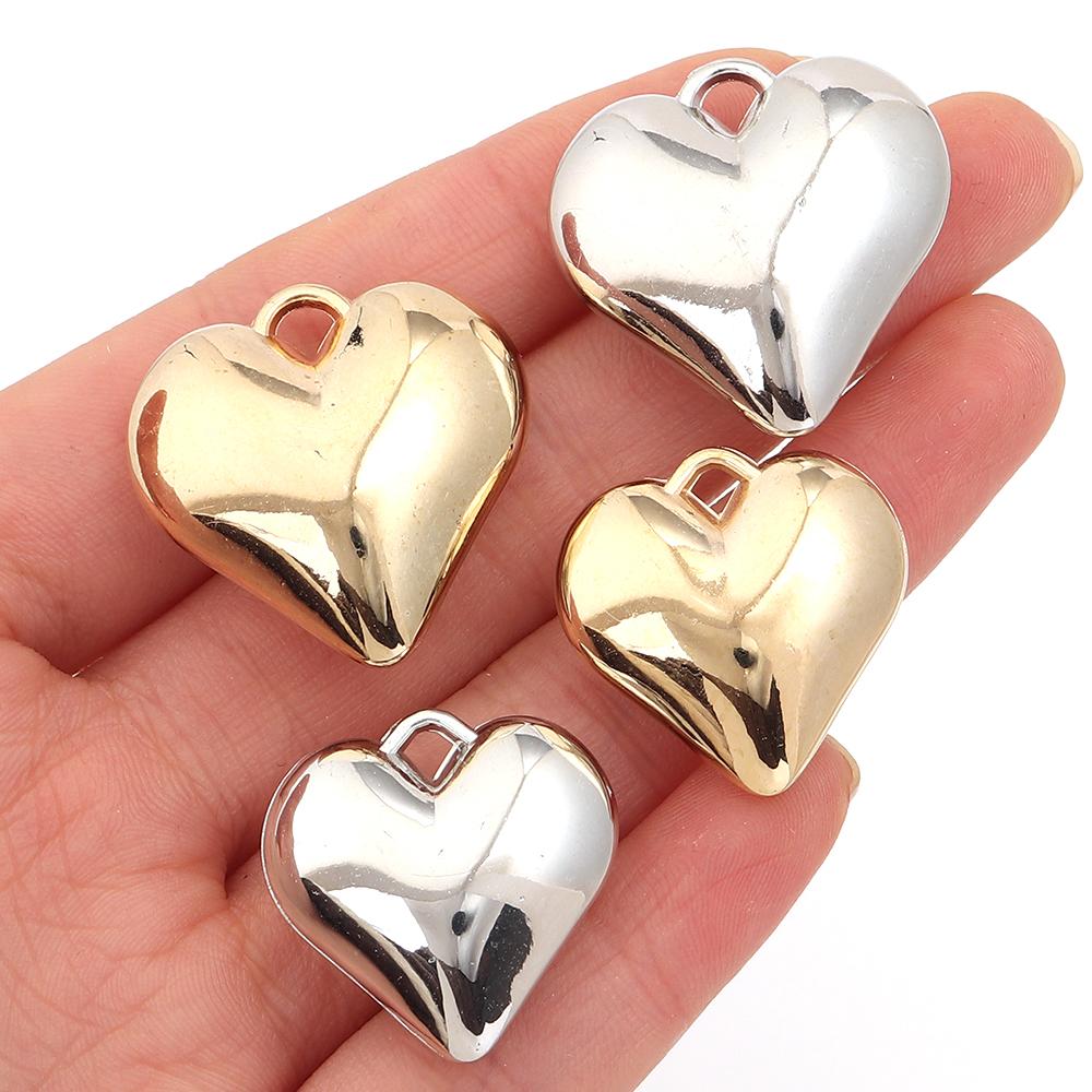 10pcs/lot Love Heart CCB Charms Plastic Charms Pendants For Jewelry Making DIY Handmade Bracelets Necklace Earrings Accessories