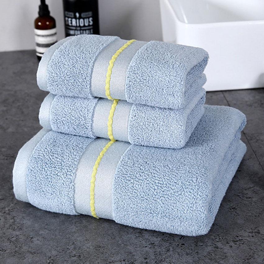 

100% хлопок Полотенце для лица Жаккардовые полосатые мягкие банные полотенца Комплект бытовых полотенец для ванной комнаты Быстросохнущие водопоглощающие полотенца Toalla Toalha 34x34cm светло-синий
