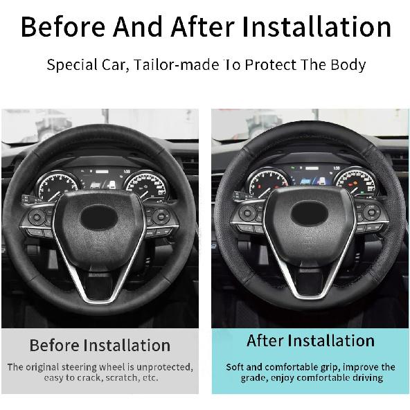 Hand Sewn Steering Wheel Cover,Fit For Toyota RAV4 SUV -2024 / Avalon - / Camry 2018-2024 / Corolla -2025,Non-Slip Breathable Microfiber Leather