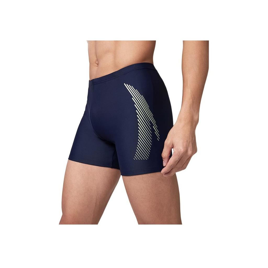 Anta Elastic Quick-Drying Breathable Swim Trunks Men Swimwear Dark-Blue Line-Green 1824532401-5