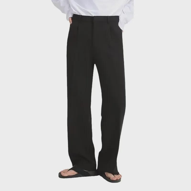 Men's Trendy Wide-Leg Trousers: Versatile Hong Kong Style Loose-Fit for Spring and Autumn.