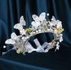 Bridal Hair Accessories Children'S Show Headgear Mori Fabric Flower Crown Colorful Crystal Alloy Leaf Butterfly Headband