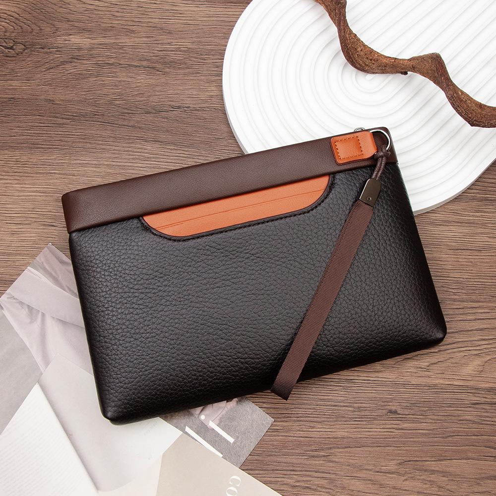 

Men s Lychee Pattern Large Capacity Cross-Border Clutch & Wrist Bag