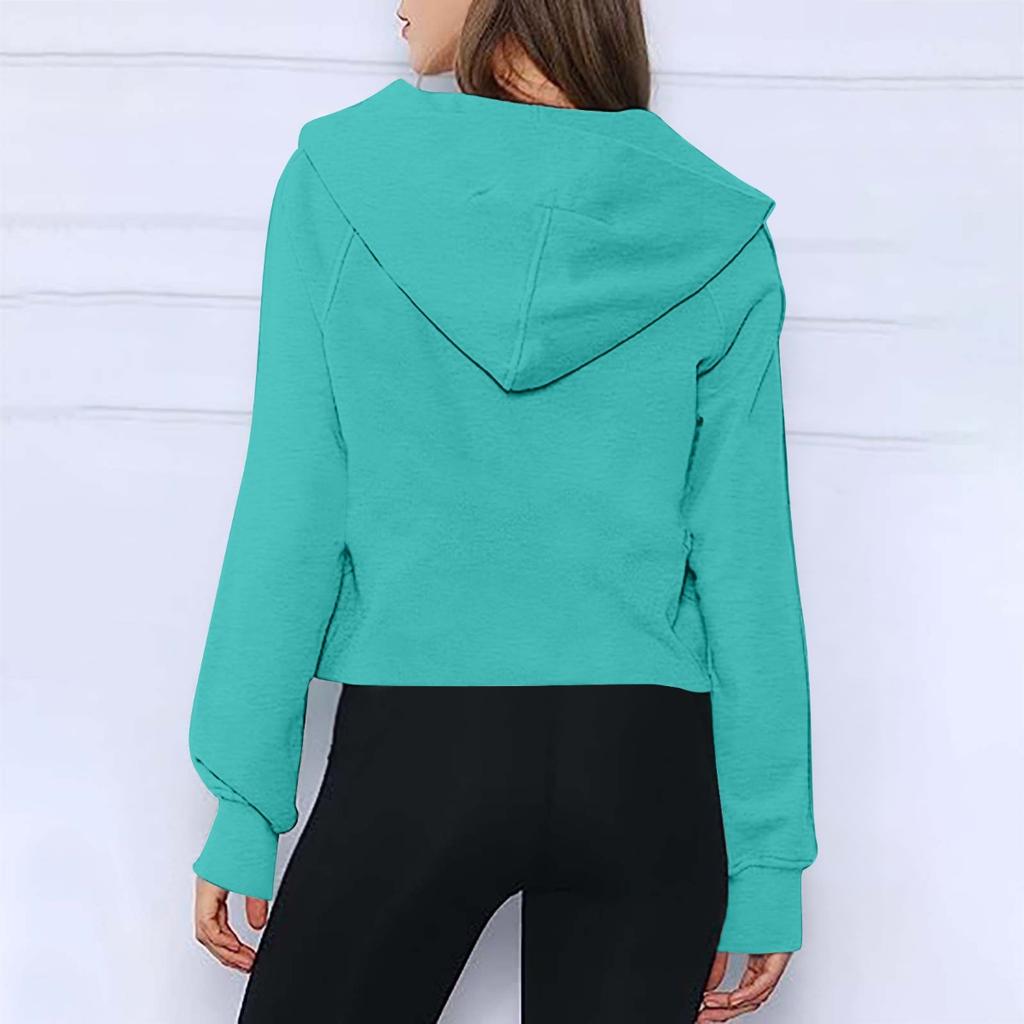 2025 Autumn Winter New Women's Scuba Sports Half-Zip Yoga Loose Short Hooded Fleece Lined Sweatshirt