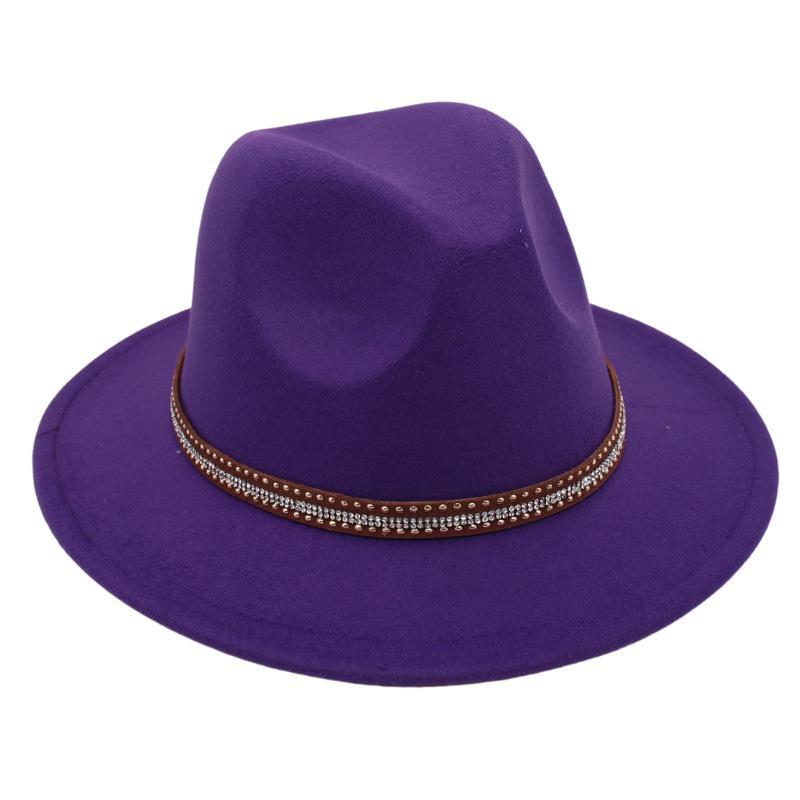 Tibetan Style Top Hat Temperament Jazz Hat British Elegant Felt Hat Big Brim Rivet Woolen Hat Men And Women