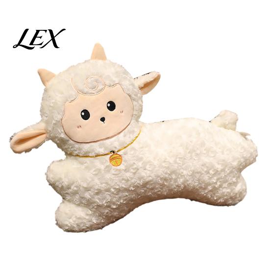 Festive Room Ornament Chinese Zodiac Running Sheep Plush Pillow, 24 Inch Lunar New Year Fluffy Decorative Pillow Decor for Sofa, Soft Throw