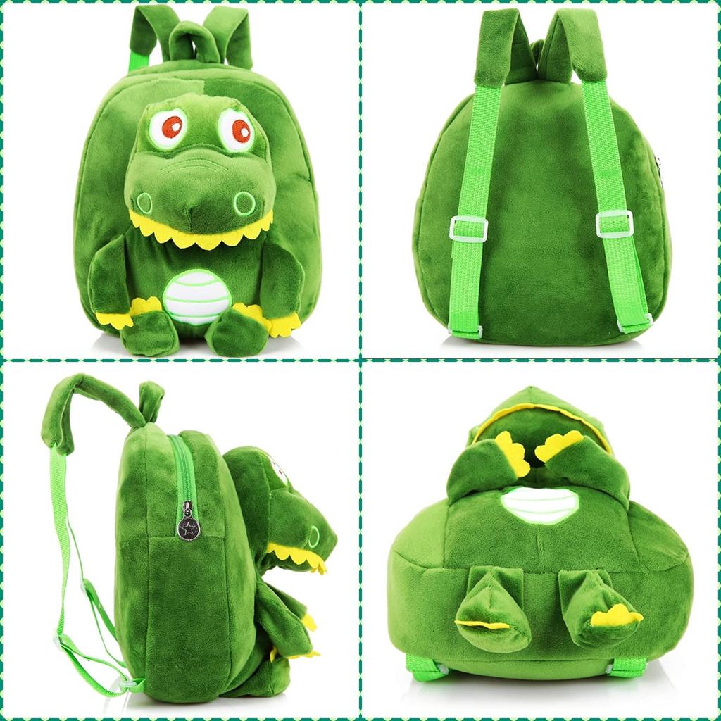 APOSITV Dinosaur Backpack for Girls and Soft Plush Lightweight Kids, Boys, Fluffy, Backpack, (Green)