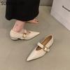 Fashion SUOJIALUN Women Flat Shoes Fashion Pointed Toe Shallow Slip On Ladies Dress Ballet Shoes Flat Heel Ladies Casual Mary Jane Shoes