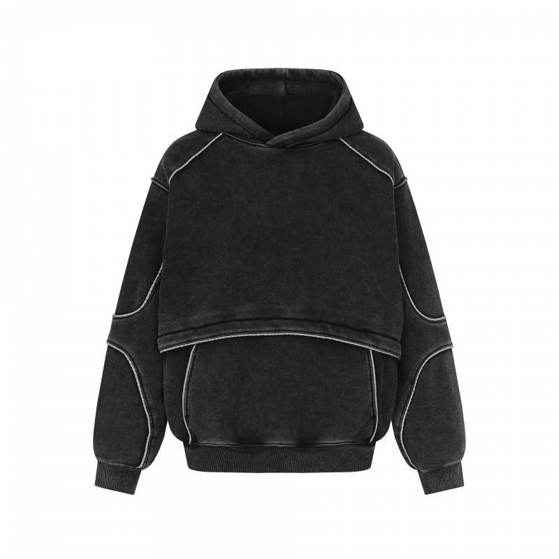 Unisex Oversized Distressed Vintage Hoodie Cotton Heavyweight Sweatshirt Fall Casual Wear