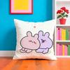 A-Asamimichan Housse de coussin Lapin Mignon Tissu Pelucheux Doux Imprimé Double Face Canapé Cadeau Chaleureux Hiver Housse de Coussin