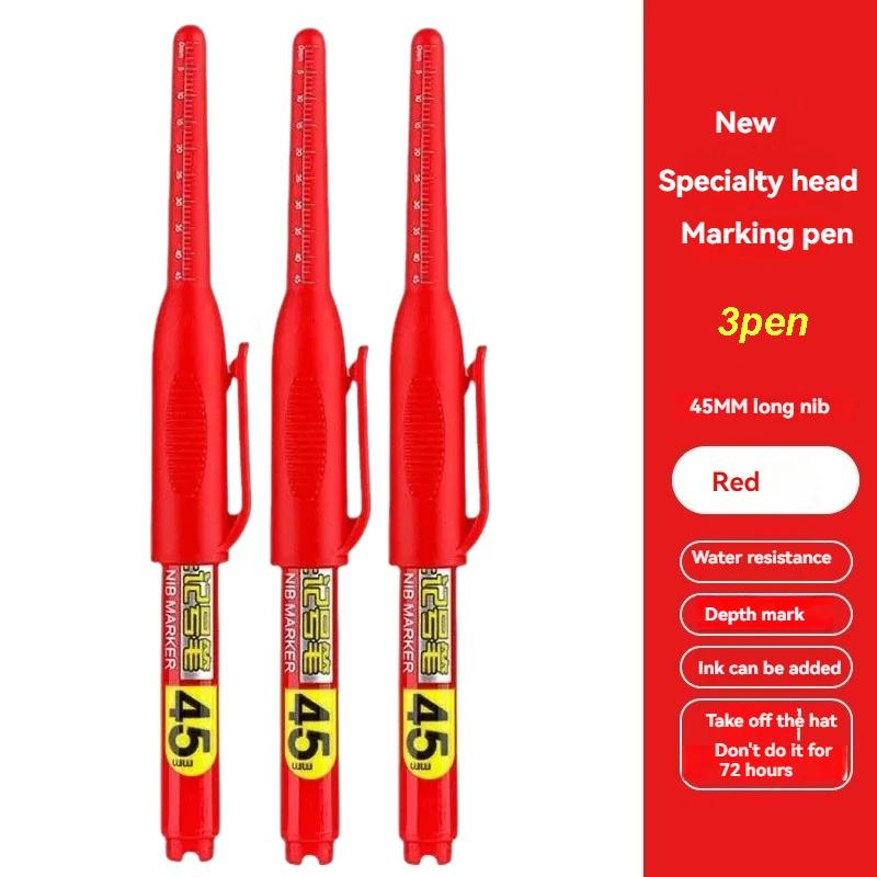 45mm Tip Waterproof Long Head Marker Pen set Quick-Dry Ink for Woodworking Construction Deep Hole Non-Toxic Black Red Blue White