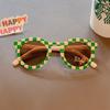 Kids Cute Checker Panel Color Round UV400 Sunglasses Baby Girls Outdoor Sun Protection Sunglasses Children Sun Glasses