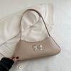 Chic Bowknot Korean Style Soft Leather Baguette Bag For Summer 2024 In Trendy Colors