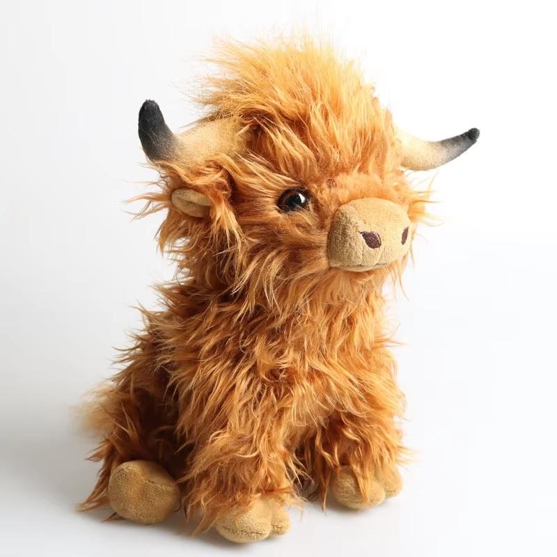 25cm Realistisch Schots Hooglandrund Pluche Speelgoed Ruw Bont Knuffeldier Pluizige Koe Poppetje Volwassenen Huis Slaapkamer Decoratie Cadeau