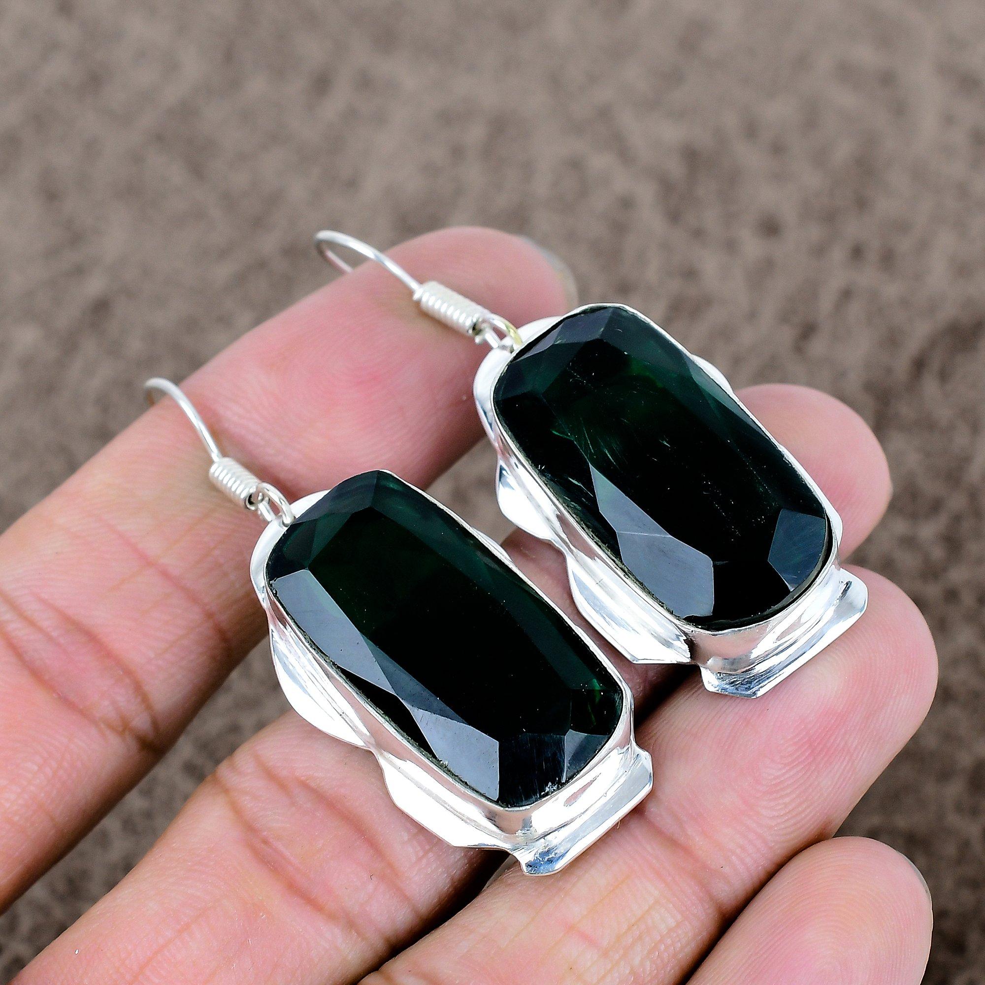

Chrome Diopside Gemstone Handmade 925 Sterling Silver Jewelry Earring 2.21 KKG-612