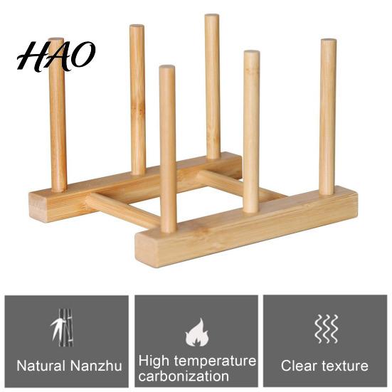 Cabinet Tableware Organizer Kitchen Storage Rack Bamboo Anti-skid Plate Pot Lid Dish Laptop Bowl Drying Holder Organization Cutting Board Drainage